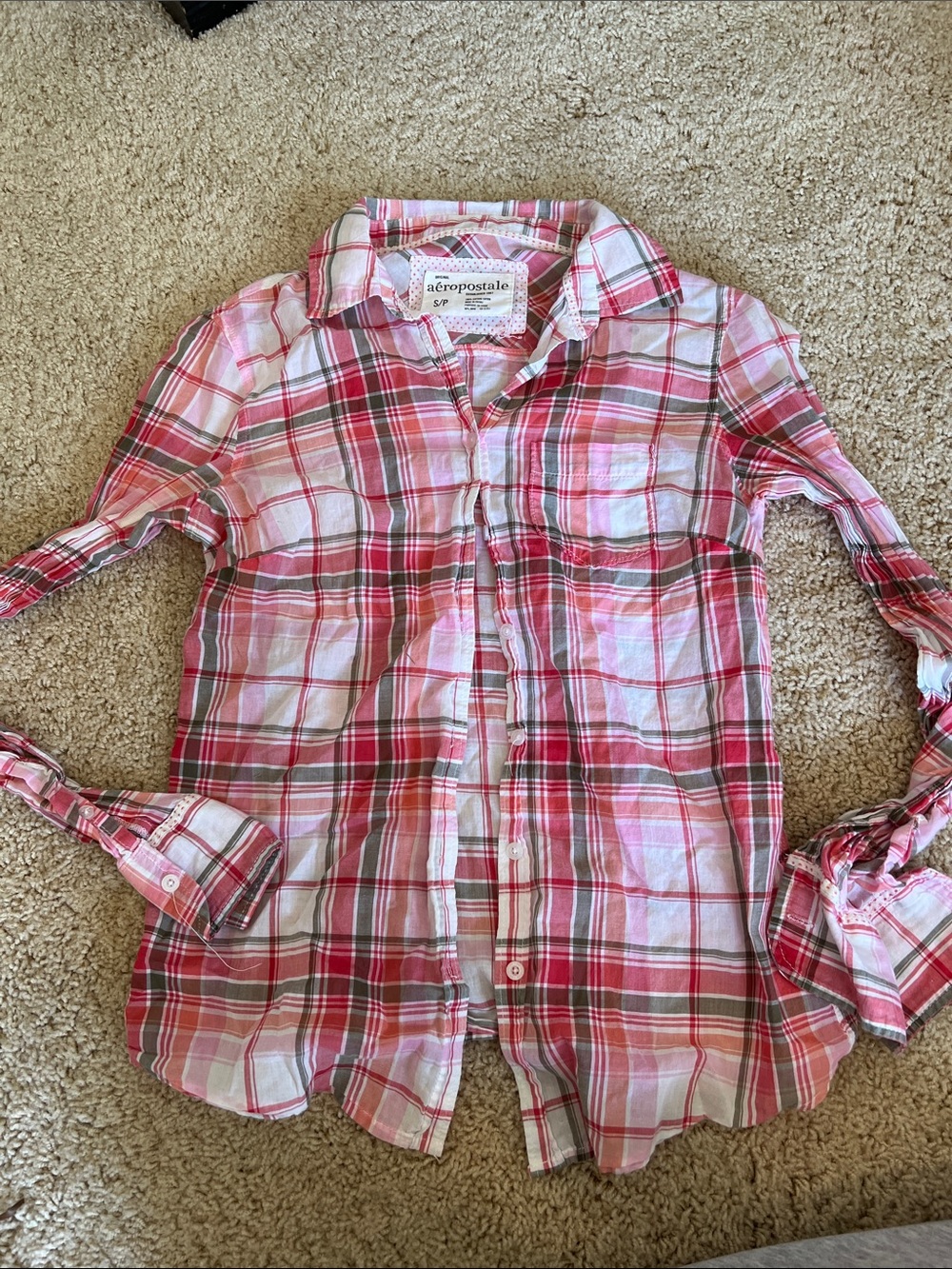 Aeropostale Pink Plaid Button-Up Shirt